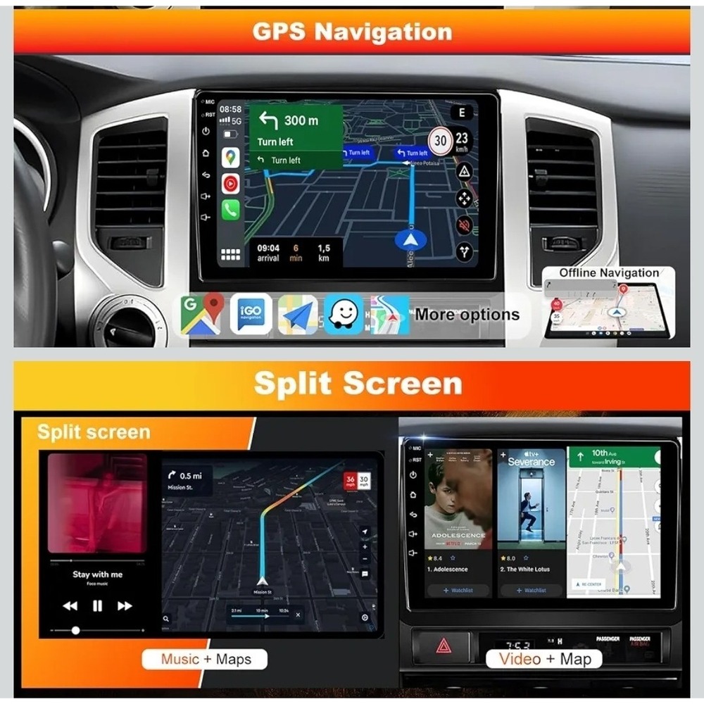 Carplay Car Radio Stereo GPS Navi 9 Inch Head Unit For Toyota Tacoma 2005-2011 - Picture 5 of 7